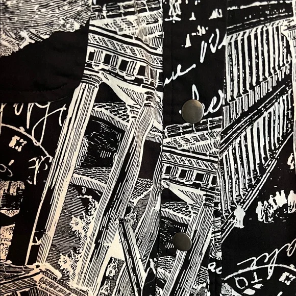 Vintage Spiegel Black and White Architectural Print Shirt Dress - Picture 3 of 5